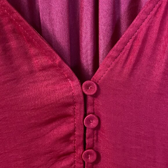 NWOT Cupcakes and Cashmere Red Satin Blouse with Long Sleeves - Picture 7 of 13